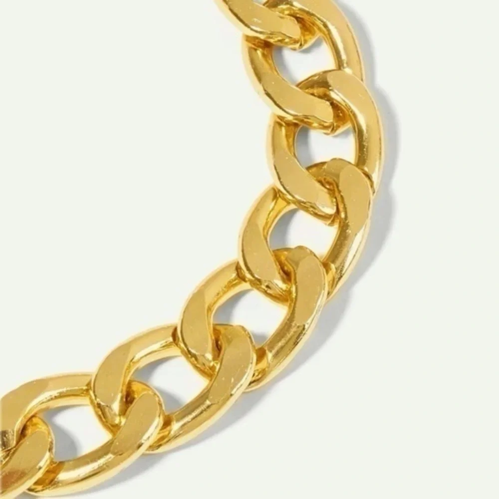 Gold Tone Crude Metal Chain Necklace chunky chain necklace